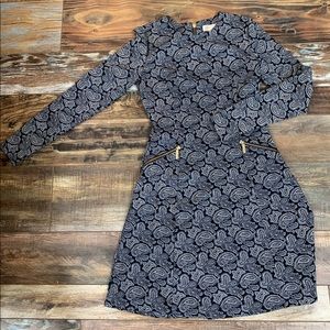 Michael Kors Blue Paisley Dress with Gold Hardware